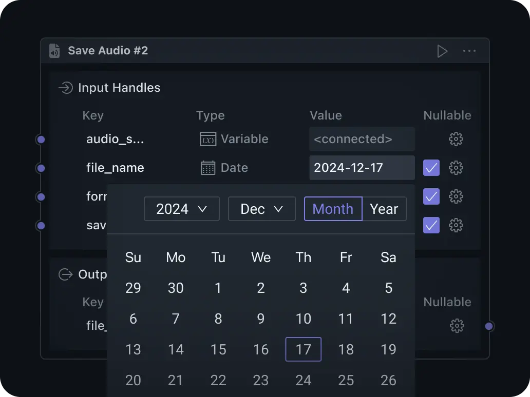 Automatically offer UI components based on parameter types for easier use.